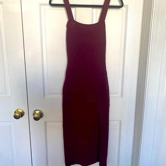 Revolve Superdown Zoe Knit Sparkle Dress in Burgundy | Size Medium - Picture 4 of 8